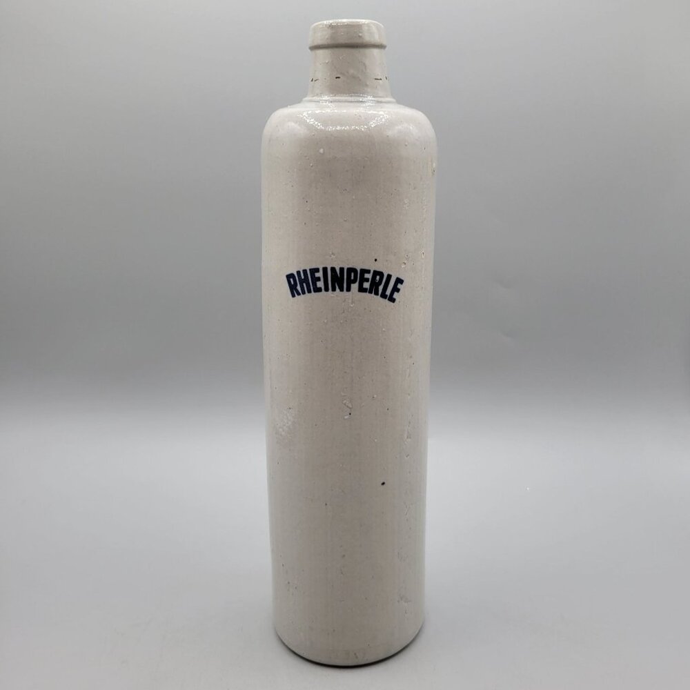 1960s Rheinperle Stoneware Demijohn Wine Bottle Embossed Salt Glaze Germany